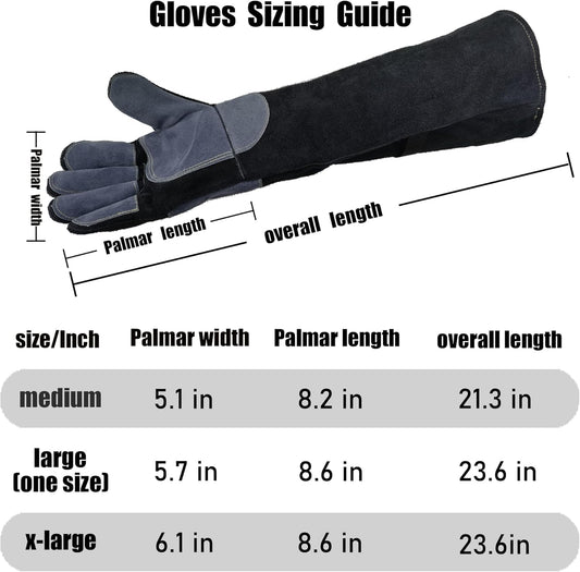 Animal Handling Gloves | 60 cm Long Leather Bite, Scratch, Cut and Puncture Resistant Gloves for Pet Handling, Reptiles, Birds, Welding and Gardening