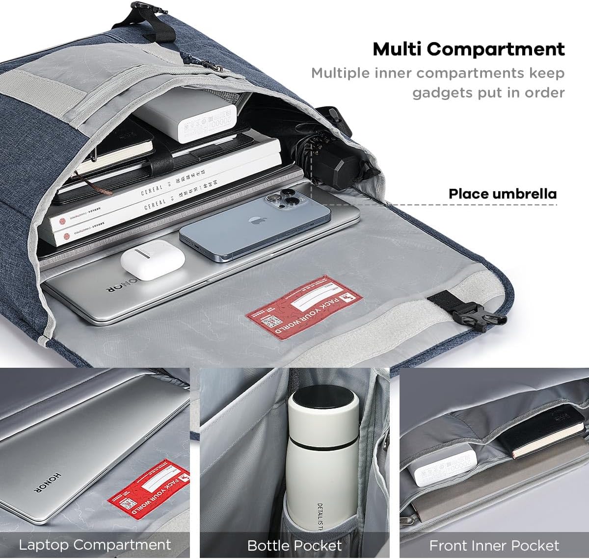 OIWAS Messenger Bag - Messenger Bag Men, Satchel Bags for Women, Lightweight Computer Bag, School Book Bag - PuriLite