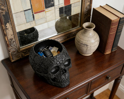 Black Skull Organizer | Makeup Brush Holder | Candy Bowl | Pen Holder | Gothic Skull Décor
