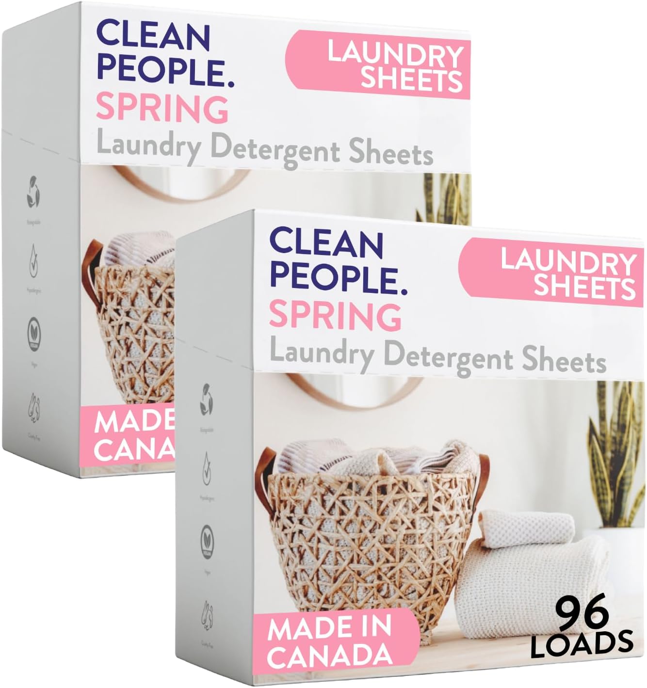 Clean People Laundry Detergent Sheets - Recyclable Packaging, Hypoallergenic, Stain Fighting - Ultra Concentrated, Laundry Soap - Fresh Scent, 96 Pack