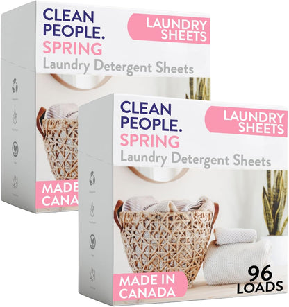 Clean People Laundry Detergent Sheets - Recyclable Packaging, Hypoallergenic, Stain Fighting - Ultra Concentrated, Laundry Soap - Fresh Scent, 96 Pack