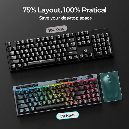 Mechanical Gaming Keyboard,RGB 104 Keys Ultra-Slim Rainbow LED Backlit USB Wired Keyboard with Blue Switches,Durable ABS Keycaps/Anti-Ghosting/Spill-Resistant Mechanical Keyboard for PC Mac Xbox Gamer