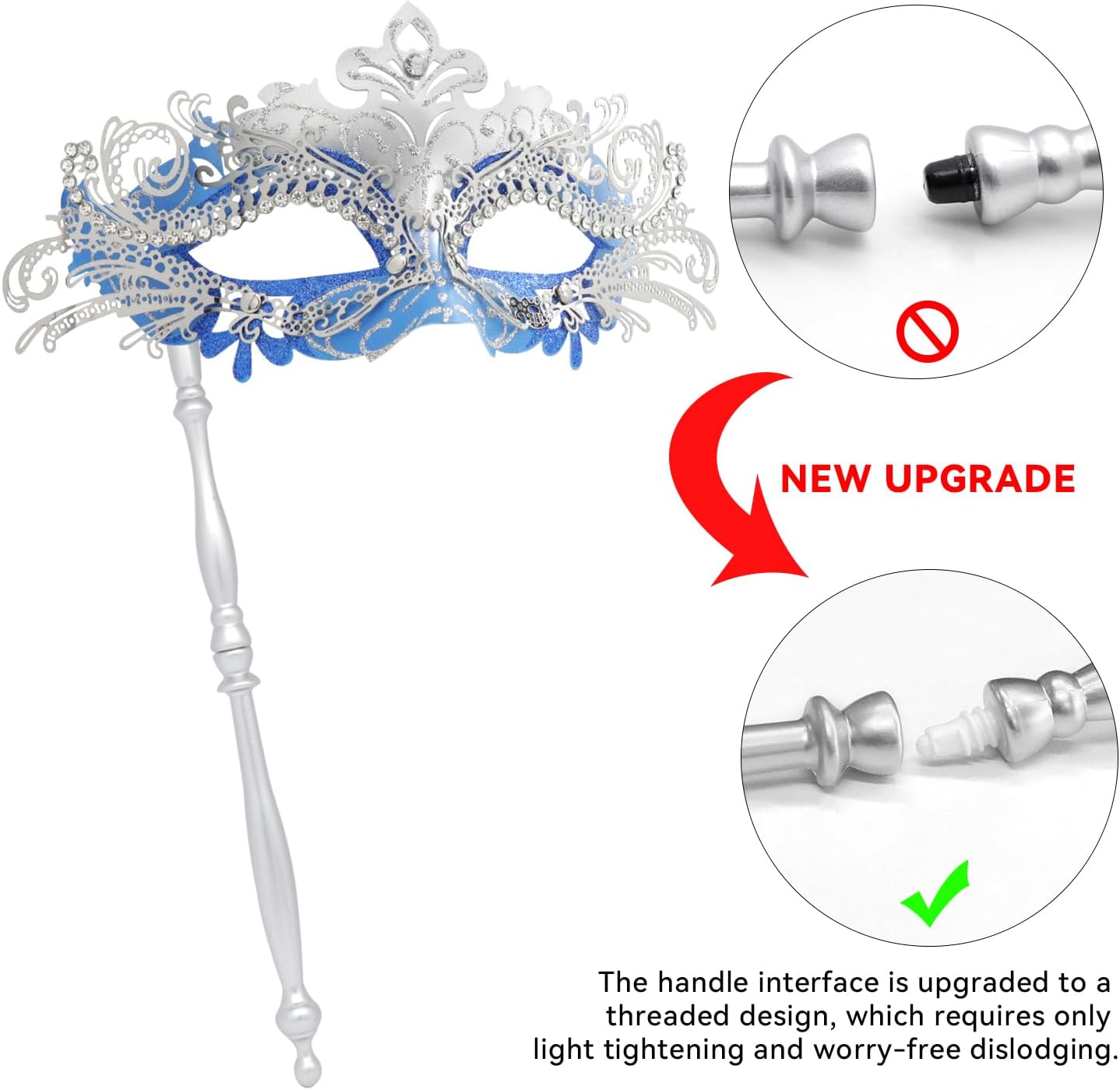 Coddsmz Masquerade Mask with Stick Venetian Mask Mardi Gras Decorations for Womens Halloween Costume Mask