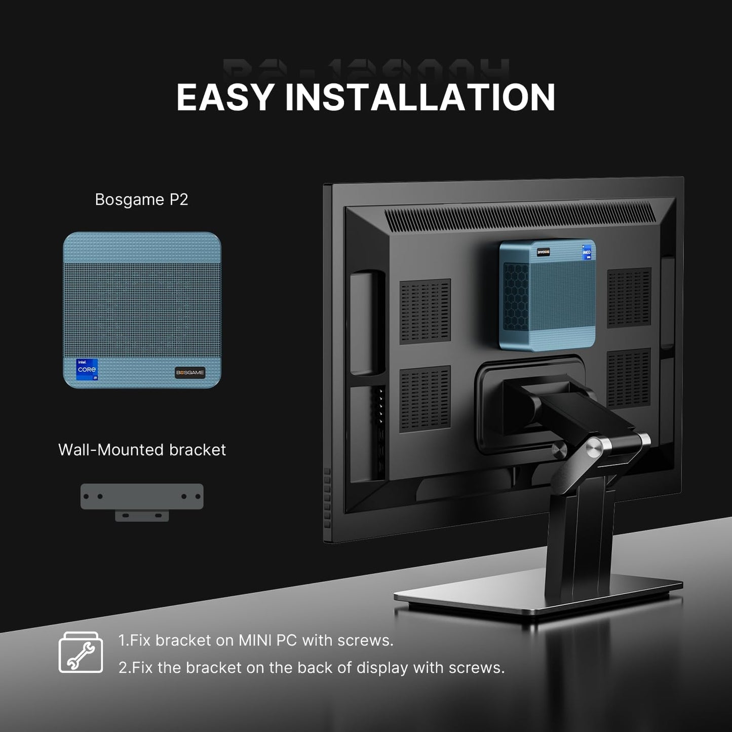 BOSGAME Mini PC P2 Pro, Intel i9-12900H (14C/20T,up to 5GHz) 32GB DDR5 RAM 1TB PCIe Gen 4 NVMe SSD Mini PC, 1x Thunderbolt 4 Port, 2X 2.5G LAN Ports,4K Triple Display, WiFi 6E, Bluetooth 5.2