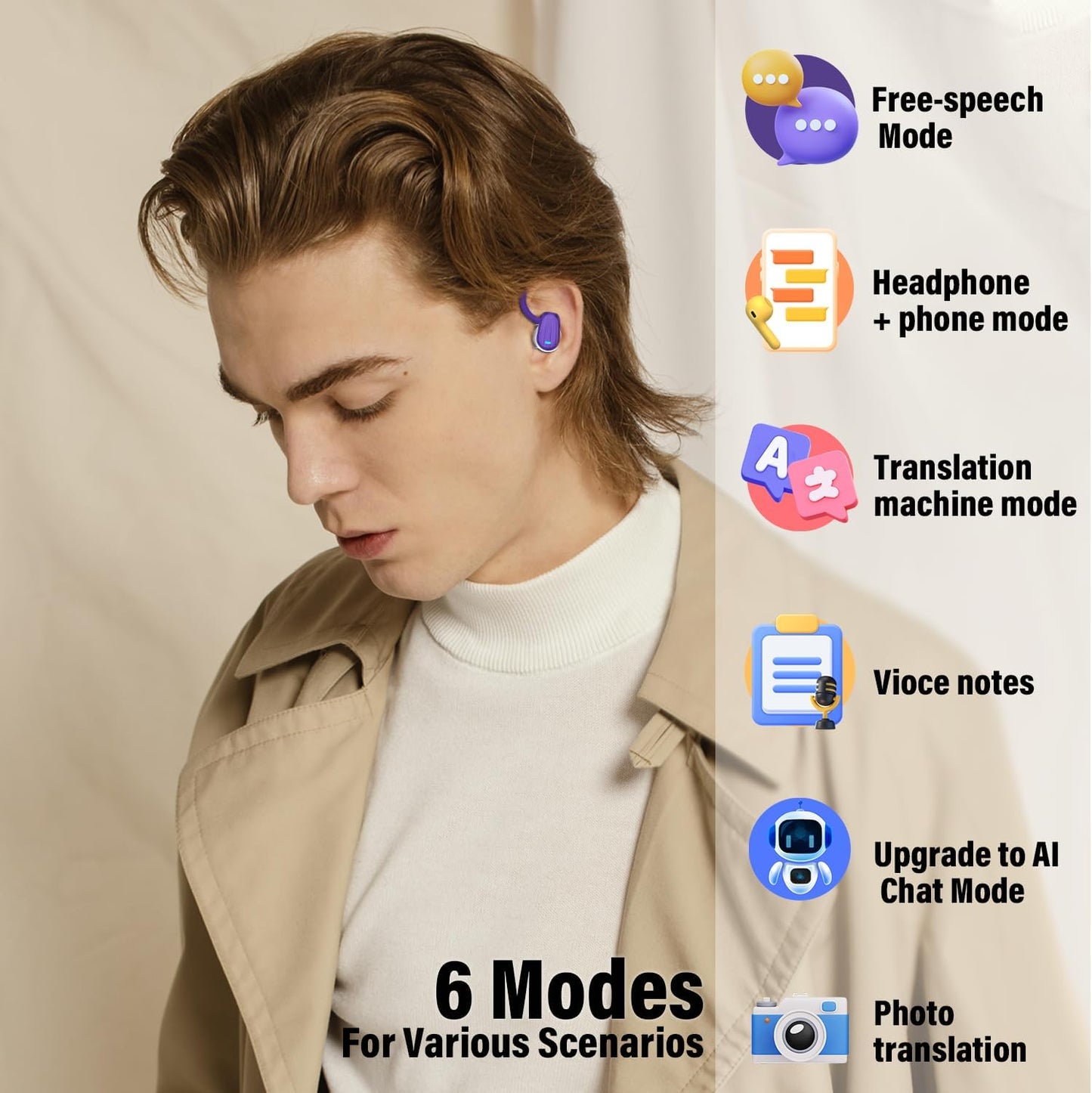 Purilite Select 3-in-1 AI Translator Earbuds – Speak, Connect, Understand the World