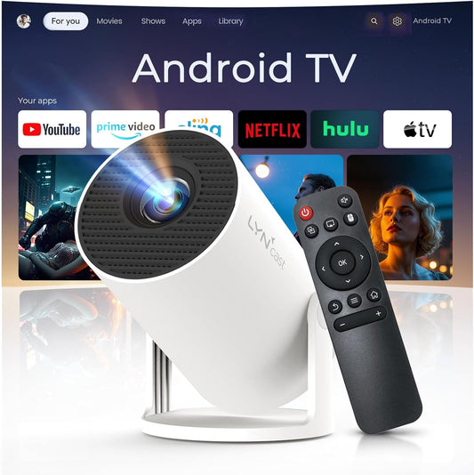 Mini Projector with WiFi and Bluetooth Built-in Android 11, 1080P 4K Support Portable Projector LYNCAST 180°Rotatable Upgrade HY300pro+ Projector for Home,Outdoor Use OptiBarrel 005 - PuriLite