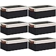 DULLEMELO Storage Baskets for Shelves, Fabric Collapsible Rectangular Storage Bins for Shelves, Closets, Nursery, Home, Office, Empty Gift Baskets (White&Teal)