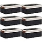 DULLEMELO Storage Baskets for Shelves, Fabric Collapsible Rectangular Storage Bins for Shelves, Closets, Nursery, Home, Office, Empty Gift Baskets (White&Teal)
