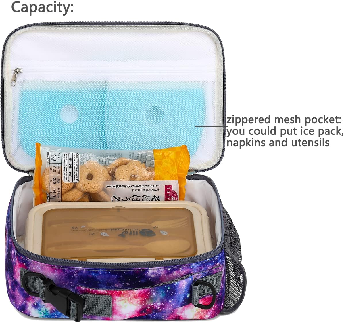 FlowFly Kids Lunch Box Insulated Soft Bag Mini Cooler Back to School Thermal Meal Tote Kit for Girls, Boys, Black
