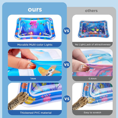 FATBEE New Thickened Cat Water Mat with Light,Anti-Scratch Water Sensor Play Mat，Water Sensor Play Mat for Cats, Cool Comfort Water Sensor Pad