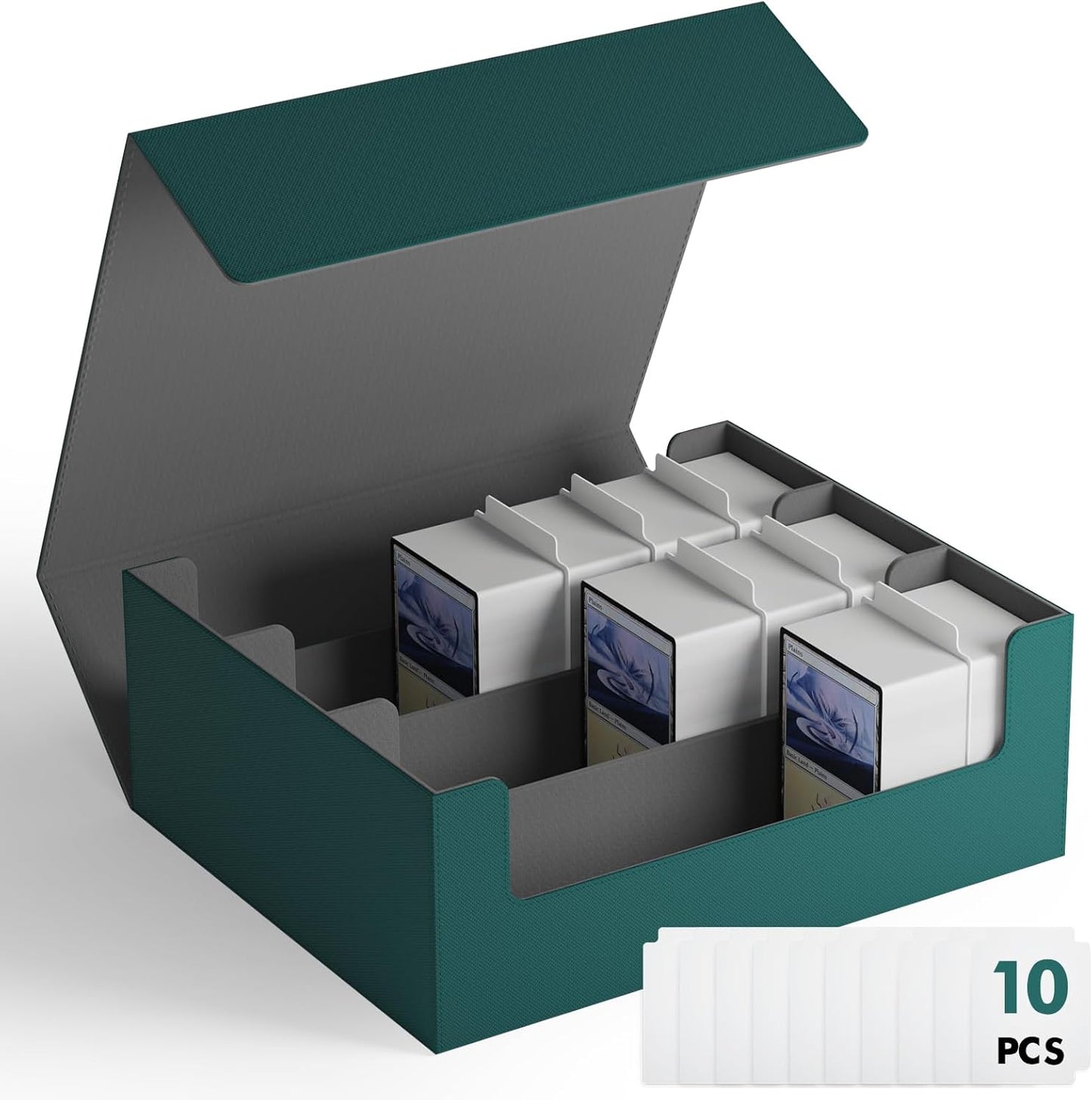 ZLCA Card Storage Box for MTG PTCG, Commander Deck Box Holds 3000+ Cards, Card Storage Case with 4 Stoppers, Card Organizer for TCG Sport Cards (Black)