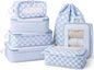 HOMESPON 7 Pcs Compression Packing Cubes for Travel, Blue Checkerboard