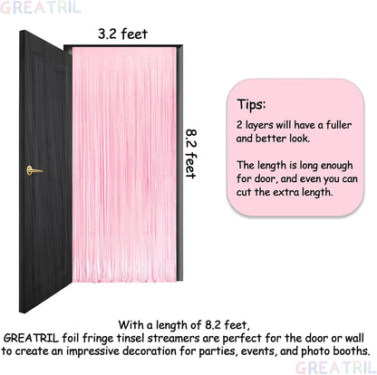 GREATRIL Iridescent Party Tinsel Fringe Backdrop Decorations - Holographic Foil Streamers Curtain for Mermaid/Under The Sea/Frozen/Ocean/Disco/Birthday Themed 3.2ft x 6.5ft - 2 PCS