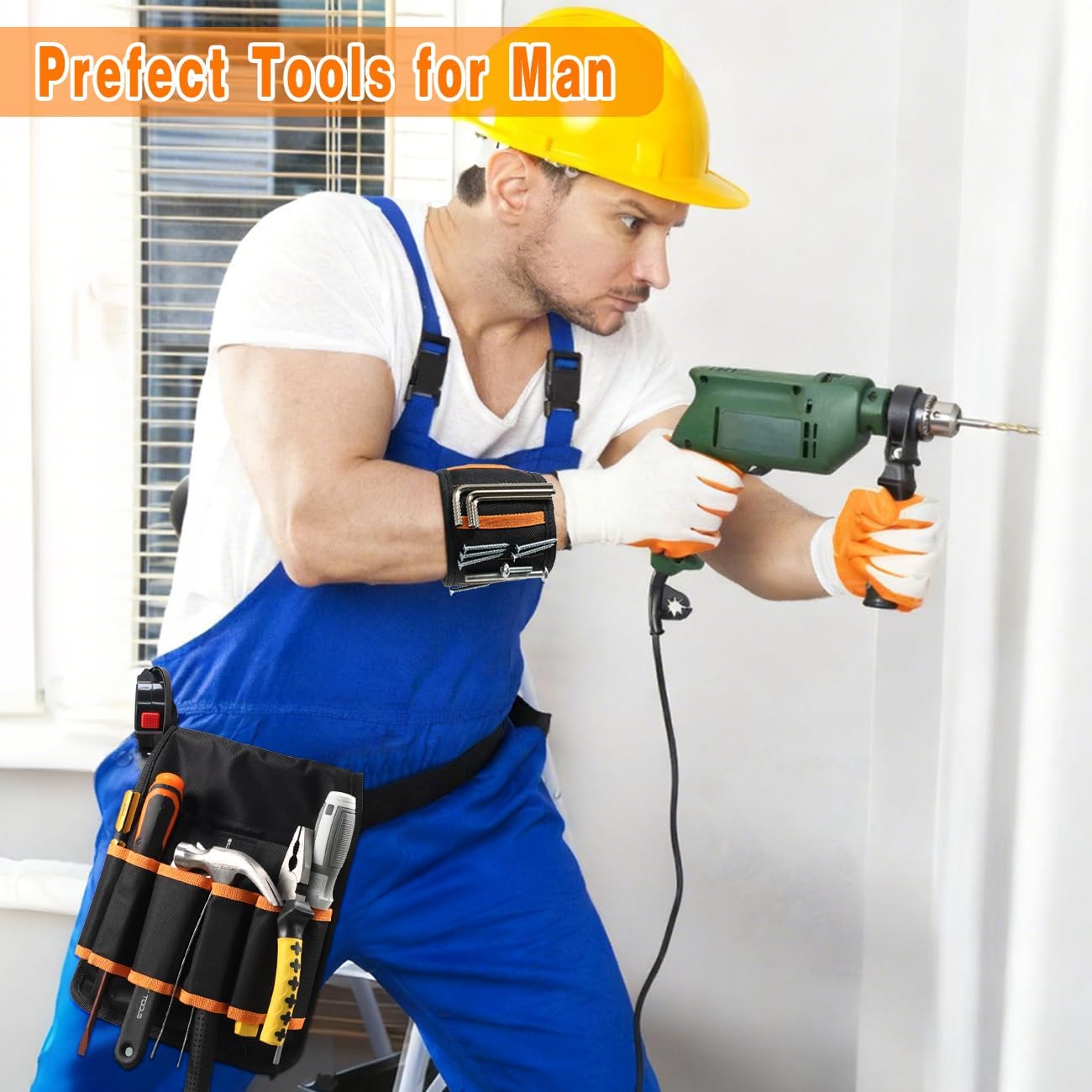 Super Strong Magnetic Wristband with Tool Pouch – DIY Tool Holder Bracelet for Men (Tools Not Included) - PuriLite