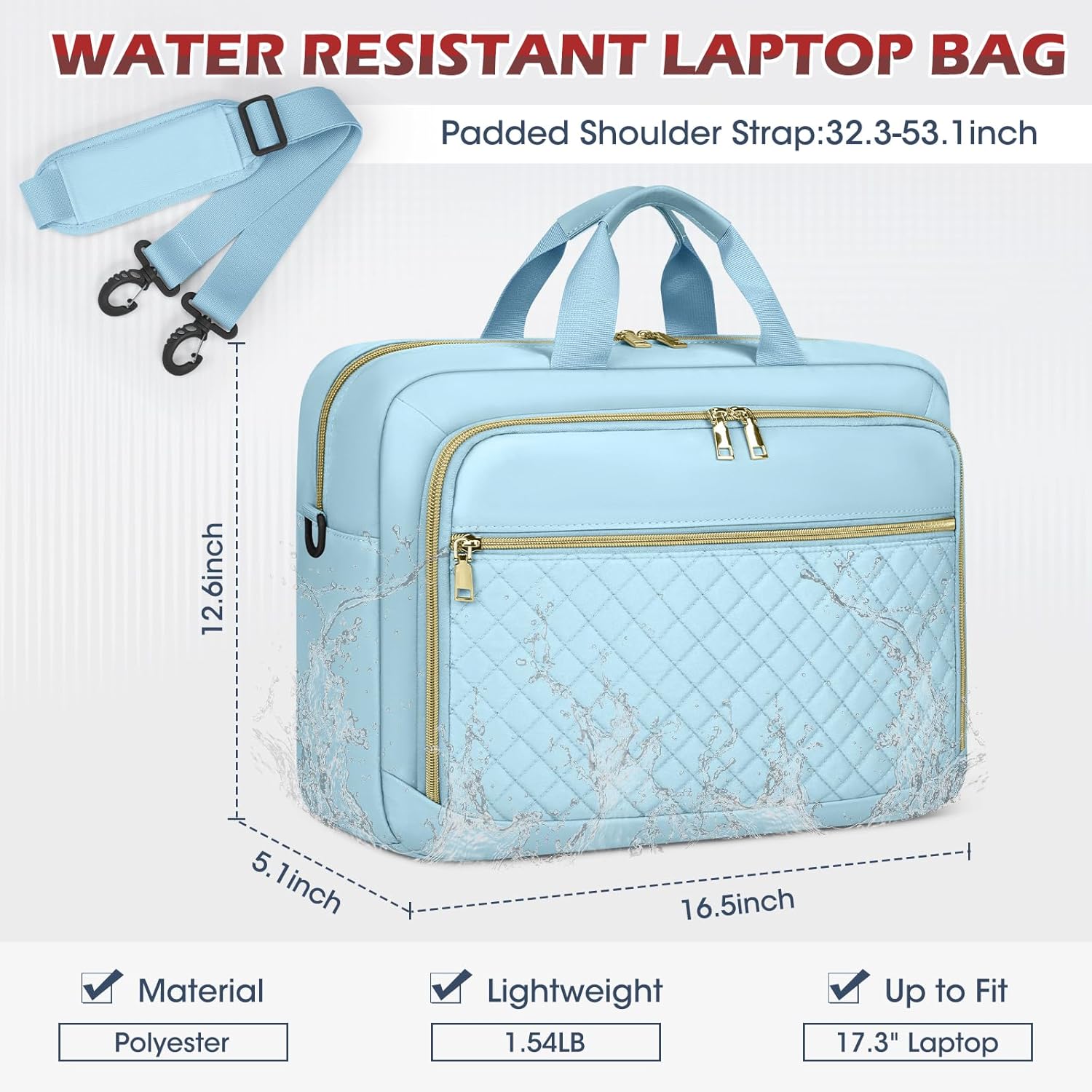 Laptop Bag 17 Inch Laptop Briefcase for Women Waterproof Computer Messenger Bag Professional Laptop Case for Business Work - PuriLite