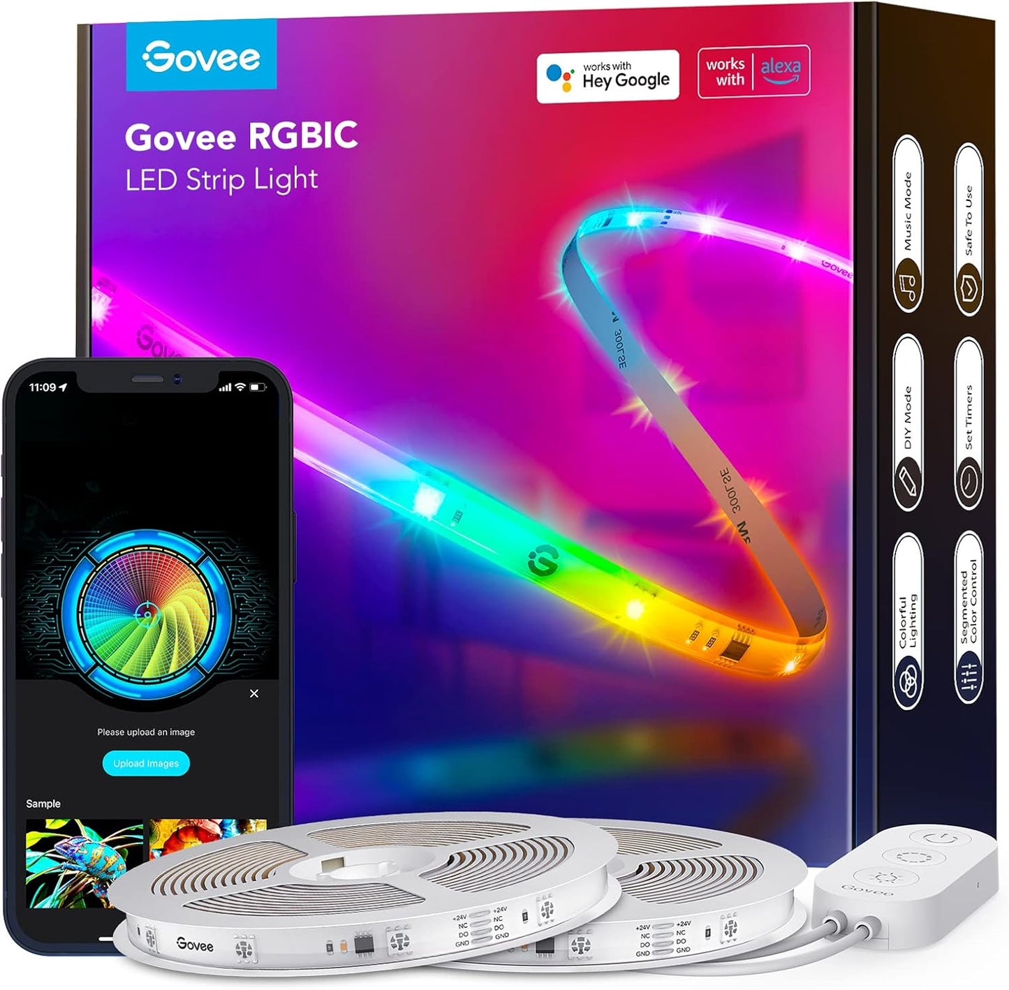 Govee RGBIC Pro LED Strip Lights, 16.4ft Color Changing Smart LED Strips, Works with Alexa and Google, Segmented DIY, Music Sync, WiFi and App Control, LED Lights for Bedroom,Home Decor