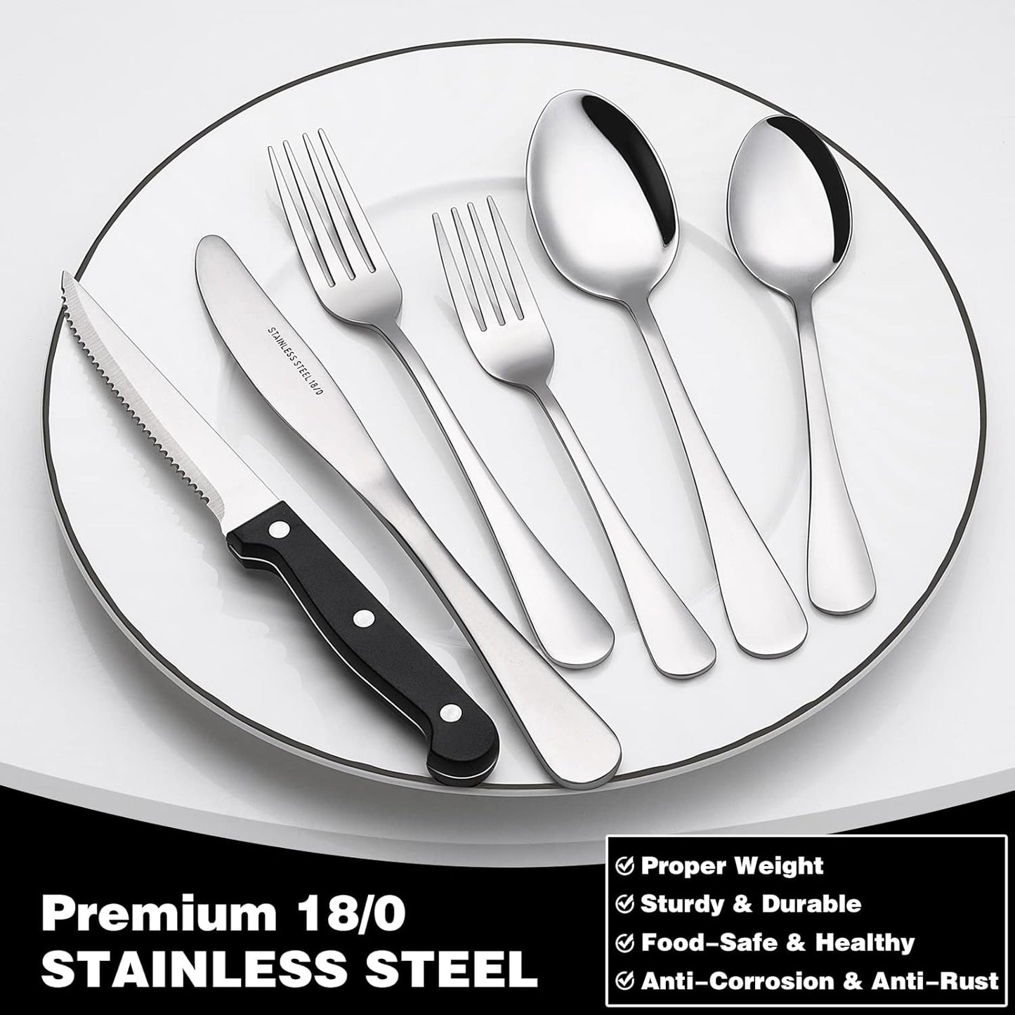 Purilite Select 48-Piece Silverware Set with Steak Knives