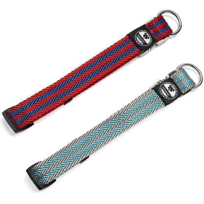 Regal Dog Products Pet Collar with Metal Buckle and D Ring | Durable Dog Collar with Reinforced Metal Clasp and Nylon Webbing Adjustable Dog Collar for Small Dog or Puppy (Small, Blue/Gray Stripe)