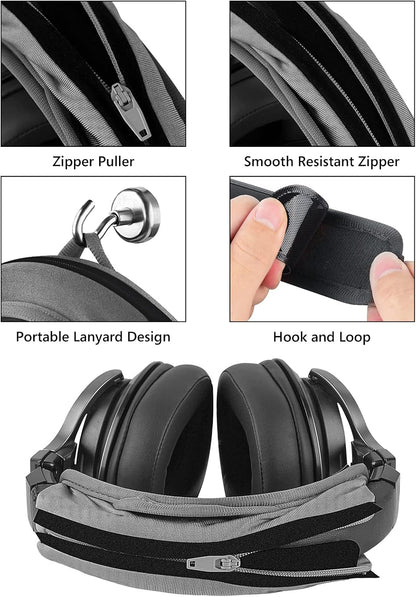 Geekria Hook and Loop Headband Cover + Pad Set, Protector with Zipper Closure Compatible with Medium Sized Headphones, Easy DIY Installation (Protein Leather/Black)