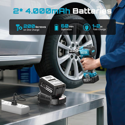 Seesii Cordless Impact Wrench 1600N.m, Brushless Motor Impact Driver
