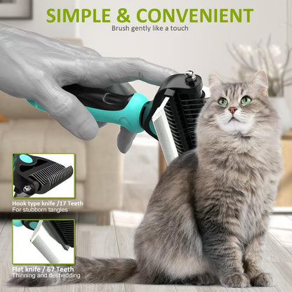 Spring Blossoms-2 in 1 Professional Grooming Rake for Cats & Dogs-Dematting Comb for Easy Mats & Tangles Removing,Pet Brush Safe No More Nasty Shedding and Flying Hair (Orange)