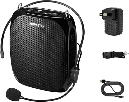 ZOWEETEK Voice Amplifier with Microphone Headset,1800mAh Rechargeable Portable Amplifier for Teachers, Tour Guide,Yoga,Fitness, Training, Meeting,Classroom