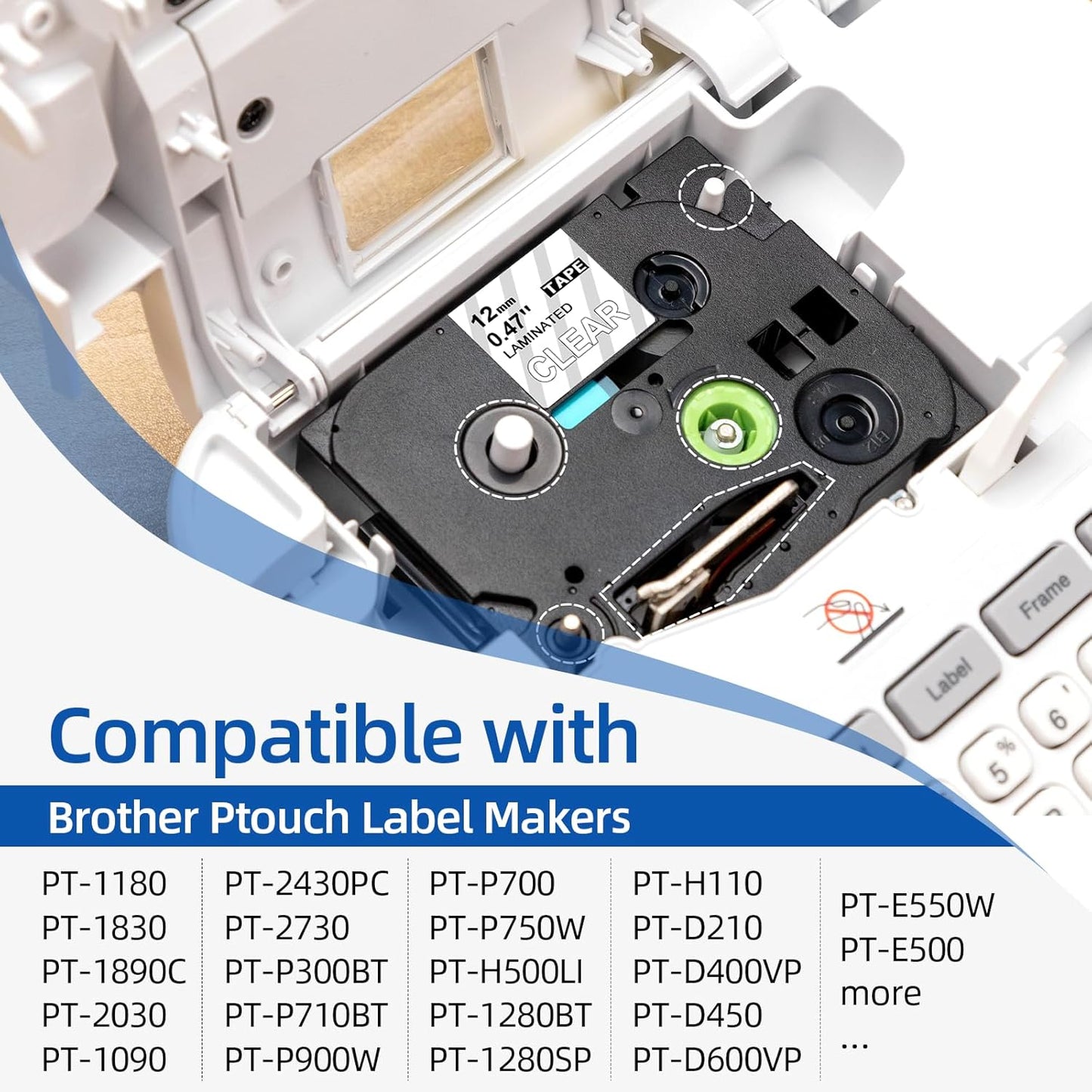 5 Pack Compatible with Brother Label Maker Tape P Touch TZe TZ Tape 12mm 0.47'' Laminated White TZe-231 TZ 231 Label Tape for Brother P-Touch PT-H110 PT-D210 PT-D600 PT-D400AD PT-1290