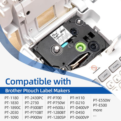 5 Pack Compatible with Brother Label Maker Tape P Touch TZe TZ Tape 12mm 0.47'' Laminated White TZe-231 TZ 231 Label Tape for Brother P-Touch PT-H110 PT-D210 PT-D600 PT-D400AD PT-1290