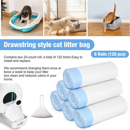 Cat Litter Box Liners, 120 Count Large Cat Litter Bags Thickened Cat Litter Waste Receptacles Bags Automatic Self Cleaning Cat Litter Box Liner, Universal Compatible for Most Litter Boxs