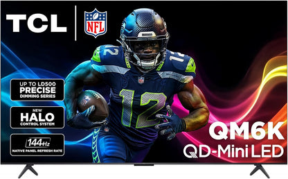 TCL 55-Inch QM6K Series QLED 4K Smart QD-Mini LED TV with Google TV (2025 Model) New Halo Control System, LD500 Precise Dimming Series, High Contrast HVA Panel, 144Hz Native Panel Refresh Rate