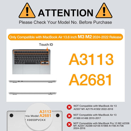 MOSISO Compatible with MacBook Air 13 inch Case 2025 2024 2023 2022 M4 A3240 M3 A3113 M2 A2681, Plastic Hard Shell&Keyboard Cover&Screen Film&Pouch for MacBook Air 13.6 inch Case, Crystal Clear