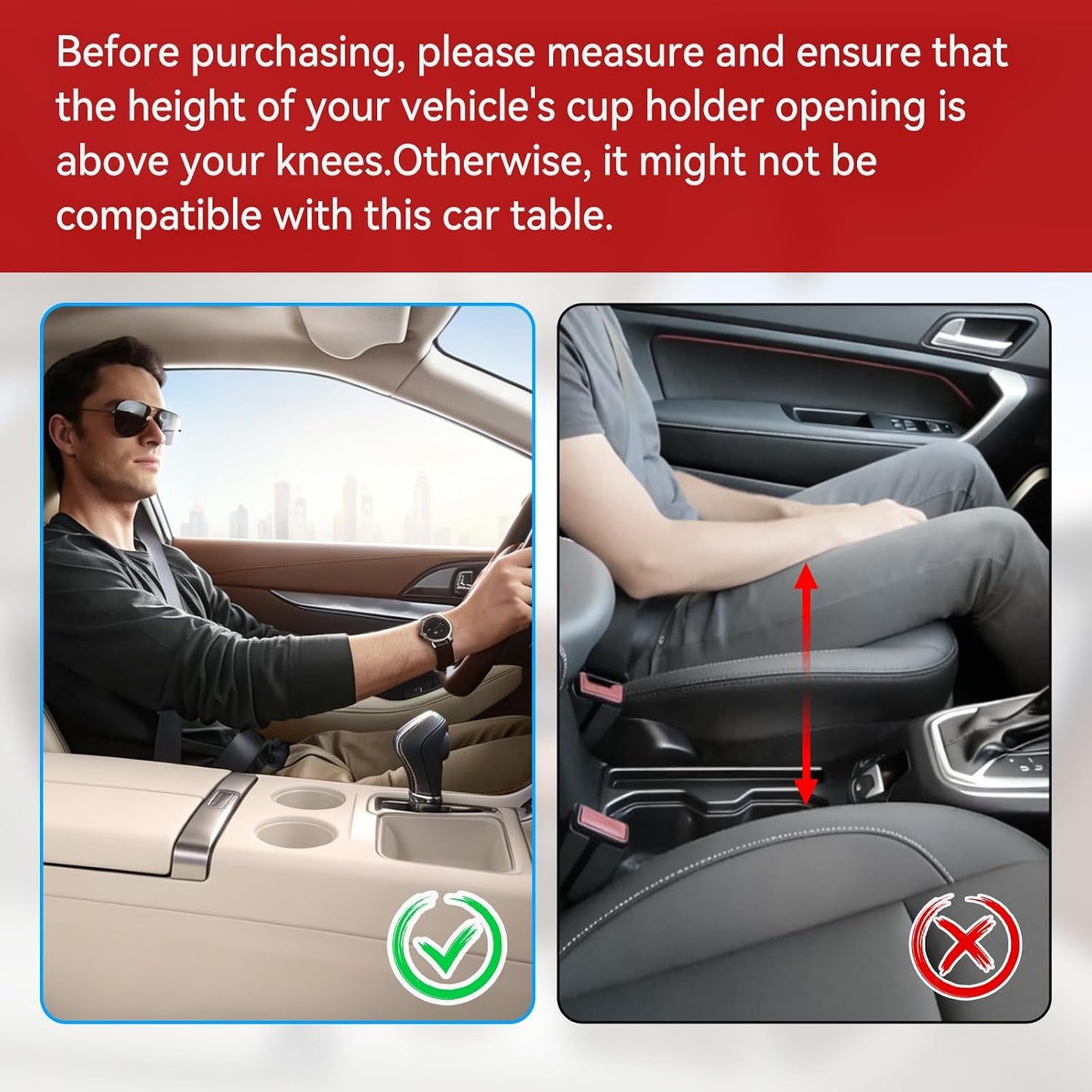 Car Laptop Desk | 360° Rotating Wooden Car Tray Table with Adjustable Cup Holder Base for Work & Dining