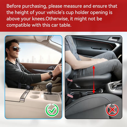 Car Laptop Desk | 360° Rotating Wooden Car Tray Table with Adjustable Cup Holder Base for Work & Dining