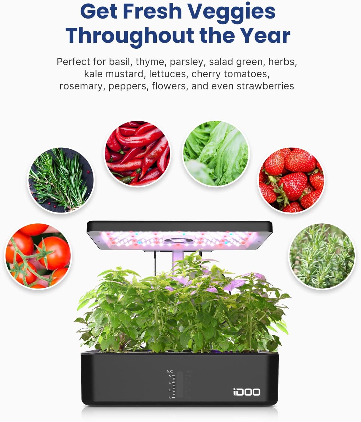 iDOO 12Pods Hydroponics Growing System, for Women, Indoor Herb Garden Kit with LED Grow Light, Smart Garden Planter Grower for Home Kitchen, Automatic Timer Germination Kit (No Seeds)