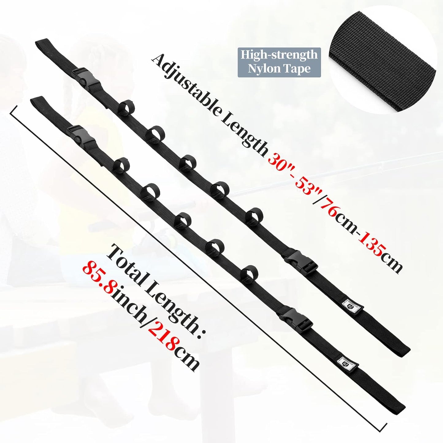 Raynesys 2 Pack Vehicle Fishing Rod Holder, Car Adjustable Fishing Rod Holder Fishing Rod Rack, Easy Install Fishing Car Rod Carrier Belt Strap for Long Travel and Fishing for SUV, Wagons, Van, Black