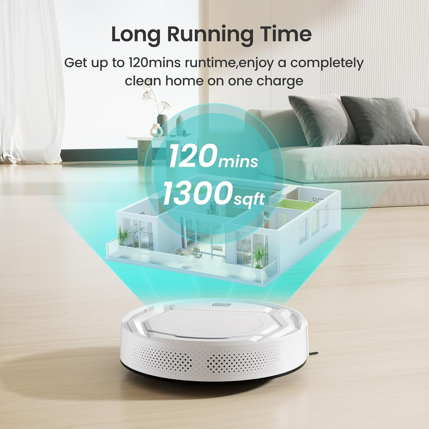 Lefant Robot Vacuums, 2200Pa Strong Suction, 120 Min Runtime, WiFi/App/Alexa Control, Self-Charging Robotic Vacuum Cleaner, Slim, Quiet, 6 Cleaning Modes Ideal for Pet Hair, Hard Floor (M210)