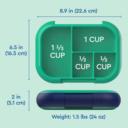 Bentgo Chill Kids Leak-Proof Lunch Box - 4-Compartment Bento Box with Built-In Ice Pack, 3.3 Cup Capacity, PFAS & BPA-Free, Microwave & Dishwasher Safe, Ideal Size for Ages 3 to 7 (Aqua)