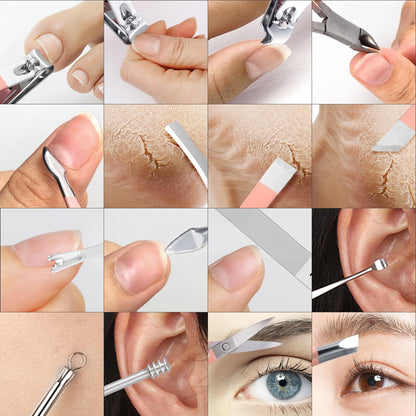 Manicure Set Professional Nail Clippers Pedicure Kit, 16 pcs Stainless Steel Nail Care Tools Grooming Kit with Luxurious Travel Leather Case for Thick Nails Men Women Gift (Black)