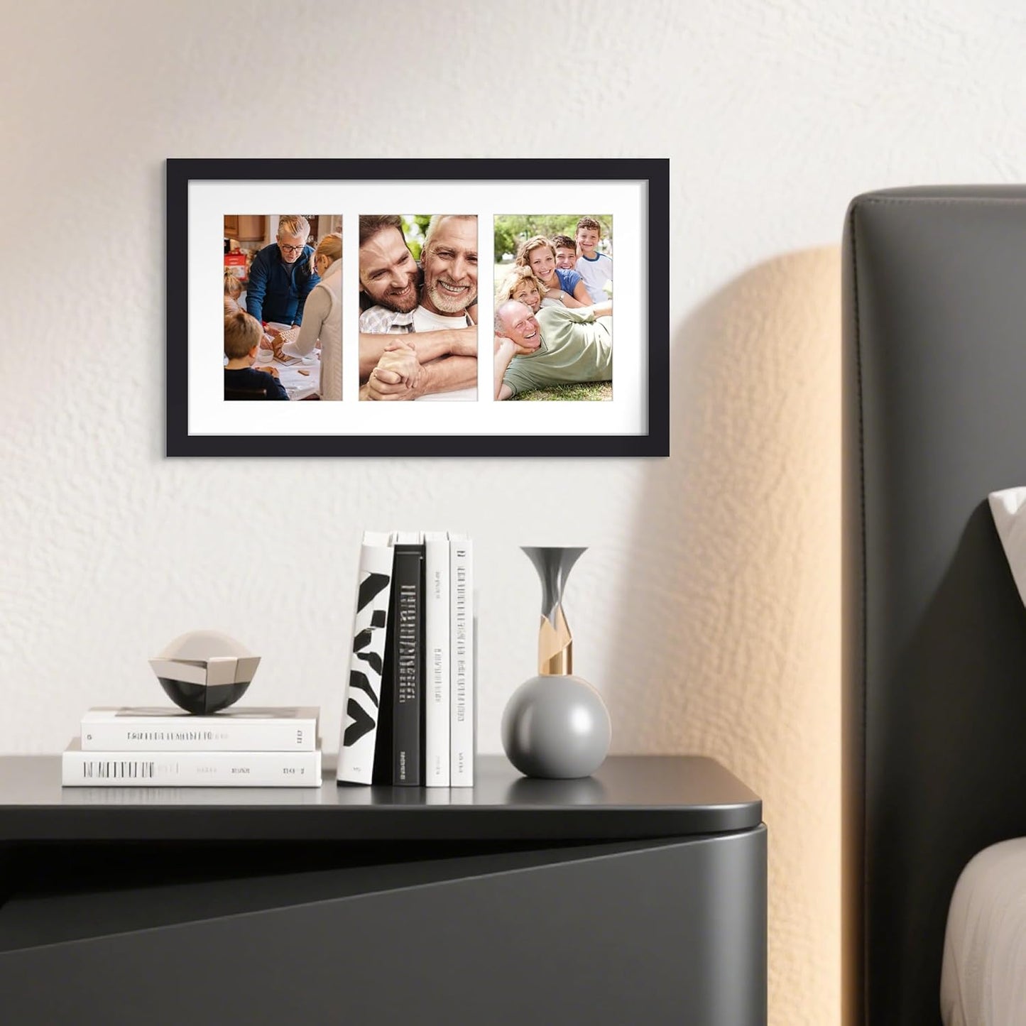upsimples 11x14 Picture Frame, Display Pictures 8x10 with Mat or 11x14 Without Mat, Wall Hanging Photo Frames, Black