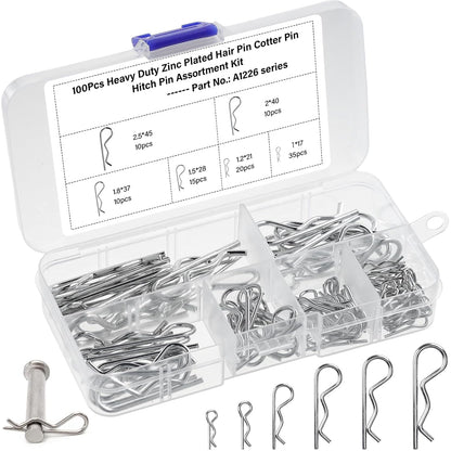 OLCANA 25 Pieces Cotter Pin Assortment Kit 5 Size M1.2 -M3.5 Stainless Steel R Hitch Pin Clips for Tractor Truck Tillage Machine, Retaining Pins