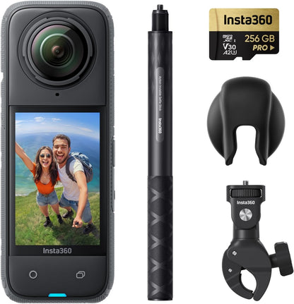 Insta360 X4 Endurance Bundle - 8K Waterproof 360 Action Camera, 4K Wide-Angle Video, Invisible Selfie Stick, Removable Lens Guards, 135 Min Battery Life, AI Editing, Stabilization, for Sports, Travel