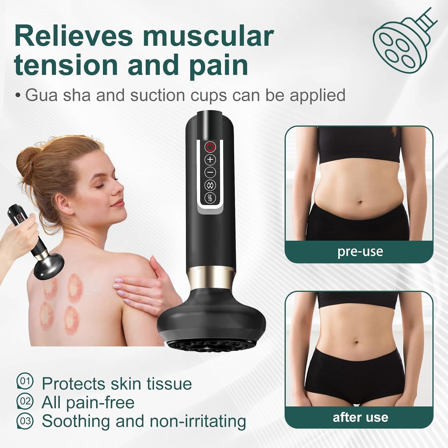 Cellulite Massager Body Sculpting Handheld Cellulite Massager-Cupping Kit with 12 Suction Modes for Arms, Legs, Back Used at Home (Black)