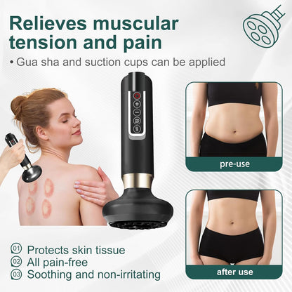 Cellulite Massager Body Sculpting Handheld Cellulite Massager-Cupping Kit with 12 Suction Modes for Arms, Legs, Back Used at Home (Black)
