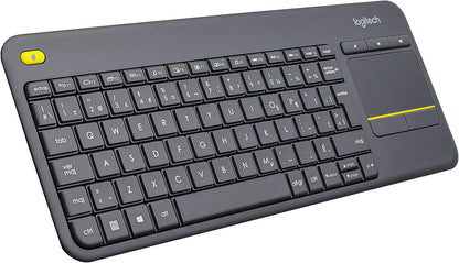 Logitech K400 Plus Wireless Touch TV Keyboard With Easy Media Control and Built-in Touchpad, HTPC Keyboard for PC-connected TV, Windows, Android, Chrome OS, Laptop, Tablet - Black