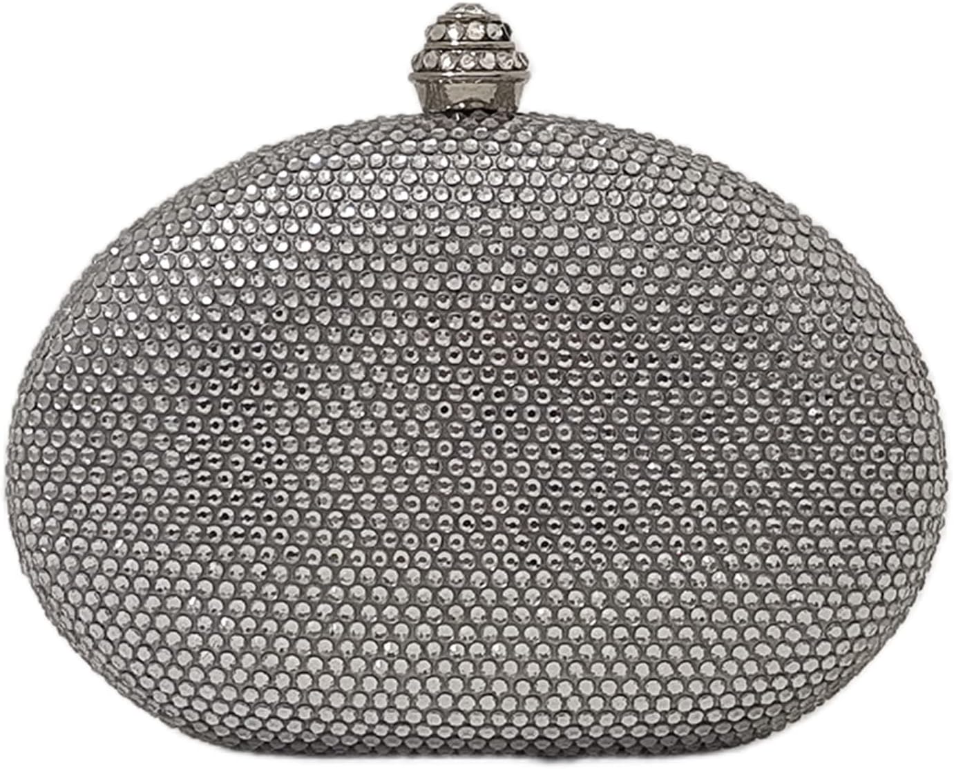 HUANG ZHUANG Egg Shape Crystal Clutch Purse Rhinestone Evening Bag for Women Party Wedding Cute Handbag