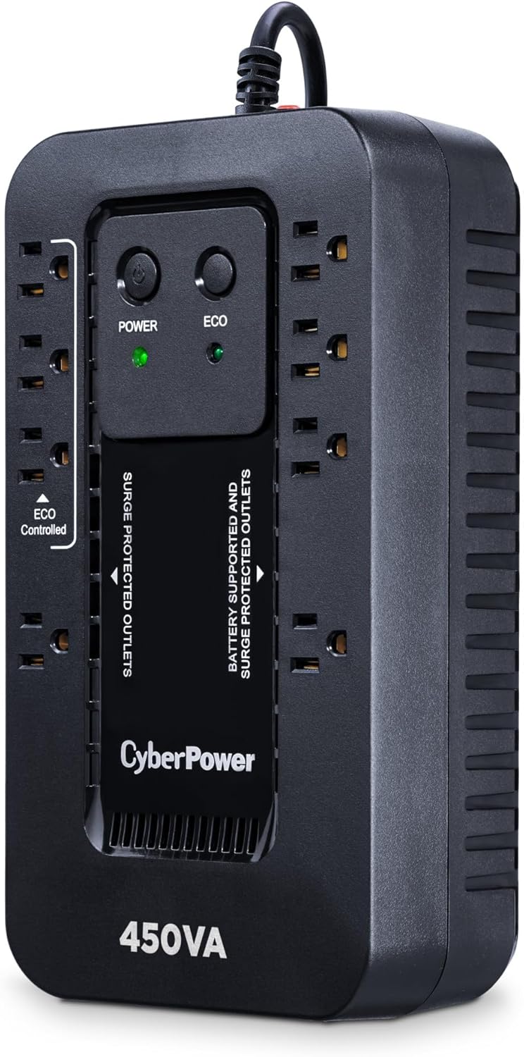 CyberPower EC850LCD Ecologic Battery Backup & Surge Protector UPS System, 850VA/510W, 12 Outlets, ECO Mode, Compact, Uninterruptible Power Supply