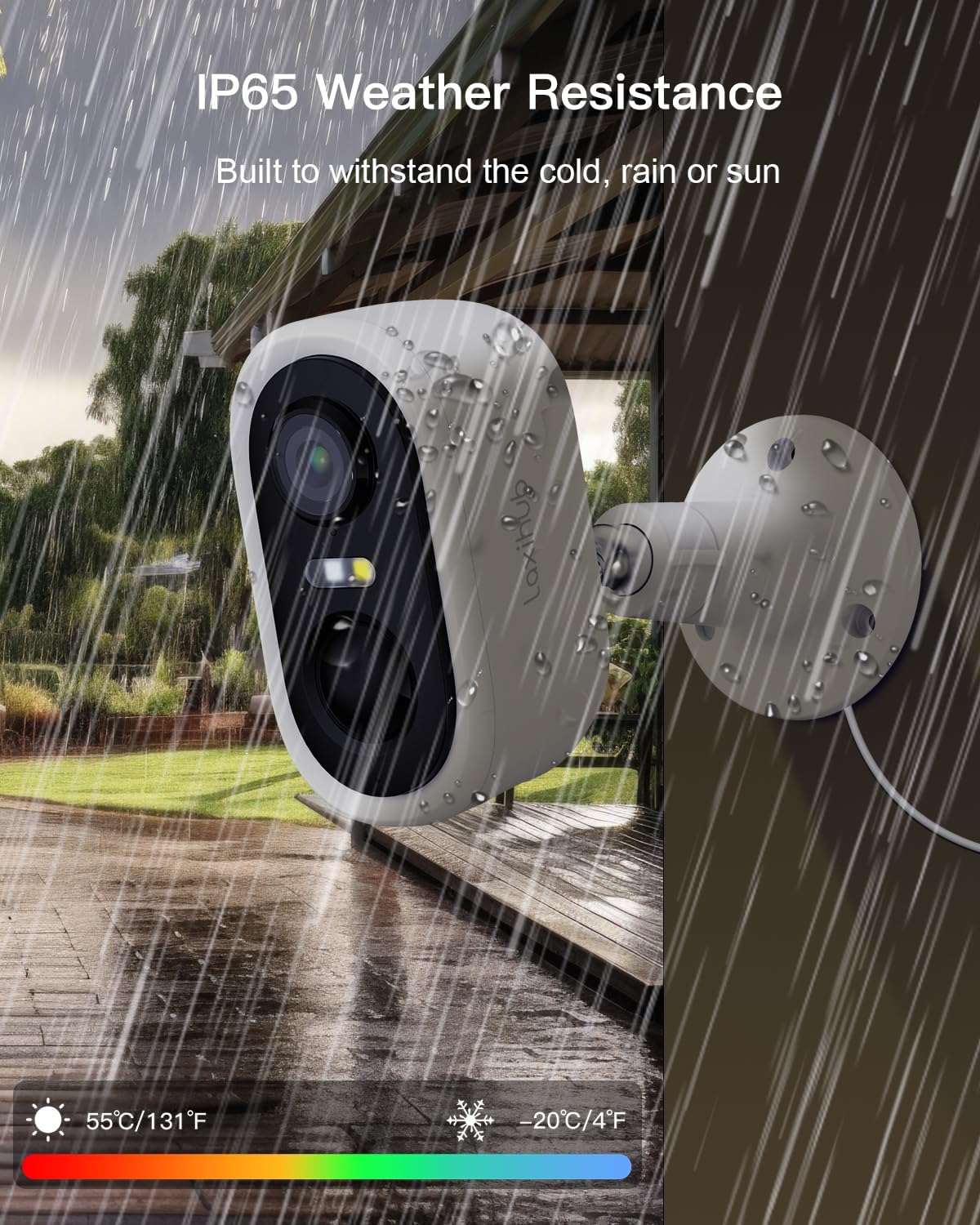 LAXIHUB 2K/3MP Wireless Security Camera Outdoor, Rechargeable Battery Powered, Spotlight/Siren Alarm, IP65 Waterproof, SD/Cloud Storage, 2.4GHz WiFi Only (W2)