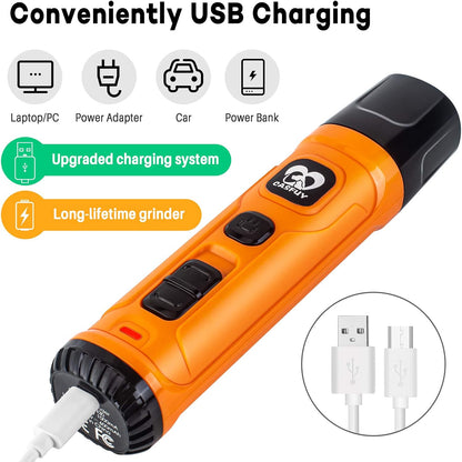 Casfuy Dog Nail Grinder with 2 LED Light - New Version 2-Speed Powerful Electric Pet Nail Trimmer Professional Quiet Painless Paws Grooming & Smoothing for Small Medium Large Dogs and Cats (Blue)