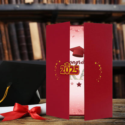 Vlipoeasn 2025 Graduation Guest Book Alternative, Red Gold Class of 2025 Graduation Party Decorations, Graduation Signature Book for 2025 College High School, Unique Graduation Gifts for Friends