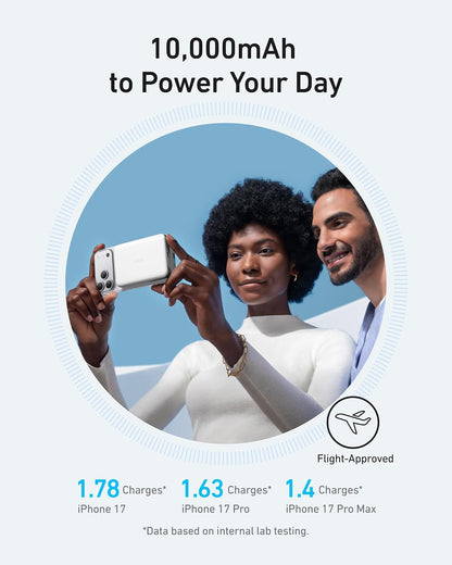 Anker MagGo Power Bank, 10,000mAh Qi2-Certified 15W Portable Charger | Slim and Fast MagSafe-Compatible Battery Pack, Ergonomic Design, for iPhone 16 / 15 / 14 / 13 Series and More